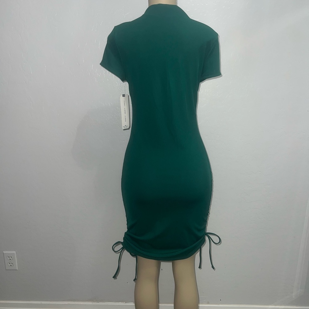 Almost Famous Green Ruched Bodycon Mini Dress - Picture 2 of 4